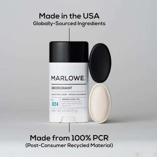 Miniatura 5 de MARLOWE. Desodorante en barra para hombre sin aluminio, 2.5 onzas, ayuda a combatir el olor, fórmula vegana limpia con aceite de coco, manteca