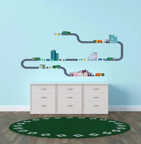Miniatura 4 de The City - Vinilo adhesivo de vinilo para habitación de niños, camión de basura, colección de residuos sólidos, para dormitorio de niños, sala
