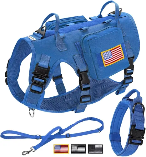 Miniatura 10 de Forestpaw Arnés Táctico para Perros Grandes, Collar Táctico para Perro con Conjunto de Correa Elástica, Arnés Militar para Perro Sin Tirones