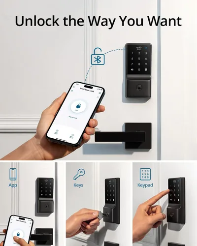 Miniatura 4 de eufy Security Smart Lock C210, Cerradura de Puerta de Entrada sin Llave, Cerradura de Seguridad WiFi Integrada, Cerradura de Puerta Inteligente, No