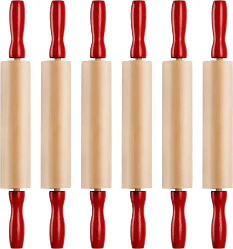 Mini rodillo de 7.5 pulgadas (6 unidades) para niños, juego de rodillos para masa, accesorios de masa de juego, pin pequeño para masa, rodillos de