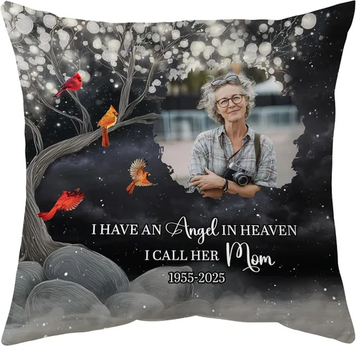 Miniatura 13 de Hyturtle Almohada conmemorativa personalizada de condolencias con inserto de 12 x 12 pulgadas, regalos impresos de doble cara para la pérdida de un