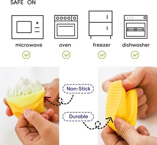 Miniatura 3 de 12 tazas de silicona multicolor para hornear, forros reutilizables para magdalenas, fáciles de limpiar, antiadherentes para fiestas, regalos