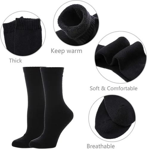 Miniatura 5 de MQELONG Womens 5 Pairs Soft Thick Comfort Casual Cotton Warm Wool Crew Winter Socks