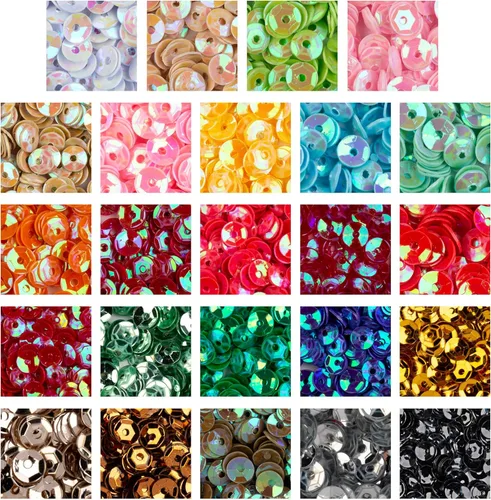 Crafare Lentejuelas sueltas de 0.157 in, 24 colores, 22000 unidades, lentejuelas iridiscentes a granel para el hogar, vacaciones, manualidades,