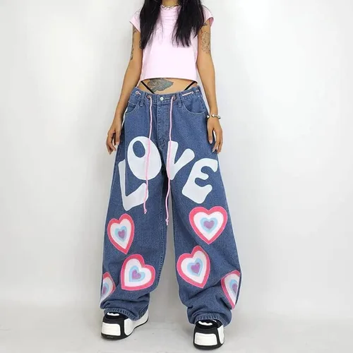 Miniatura 4 de Lokkcy Pantalones de mezclilla de cintura baja para mujer Y2K, pantalones cargo largos de pierna recta con bolsillos, jeans holgados casuales Y2K
