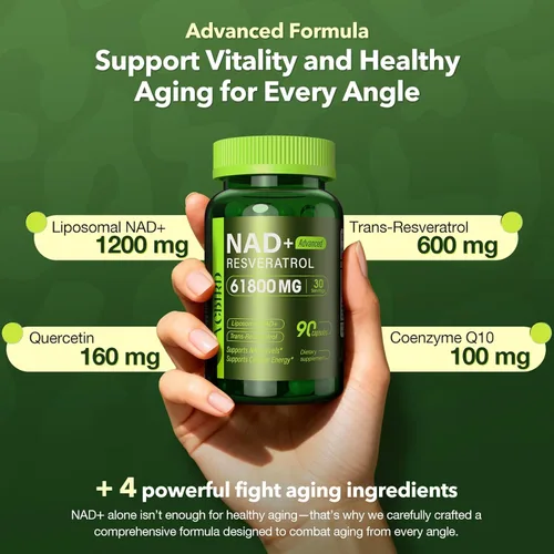 Miniatura 3 de Nad Resveratrol Suplemento 1200mg por porción - Nad+ liposomal Resveratrol para mujeres y hombres - Suplemento Nad+ de alta pureza de 1200 mg