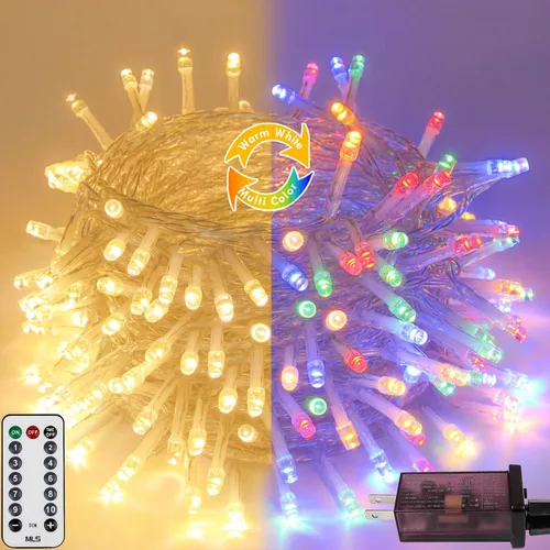 Miniatura 19 de Guirnalda de 100 luces LED conectables para interiores y exteriores, luces de Navidad blancas cálidas de 33 pies, impermeables, 13 modos