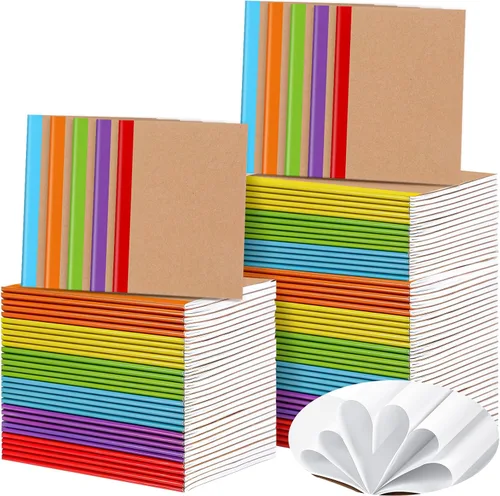 Miniatura 9 de Sherr Paquete de 200 cuadernos pequeños de estraza tamaño A6 en blanco sin forro, mini cuadernos de papel kraft, mini cuadernos de bocetos