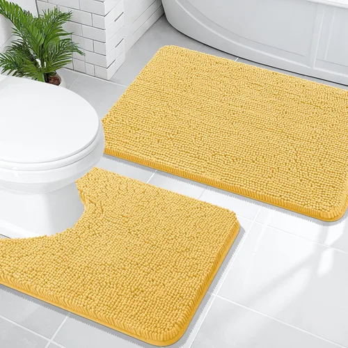Miniatura 222 de OLANLY Juego de alfombras de baño de 2 piezas, alfombras de baño de chenilla suave y absorbente y alfombra de contorno en forma de U para inodoro