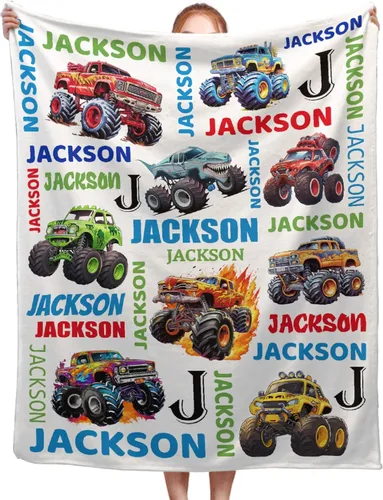 Miniatura 25 de Manta de bebé personalizada con nombre, para niñas, niños, amantes de los camiones, regalo para bebés, recién nacidos, niños, manta de franela