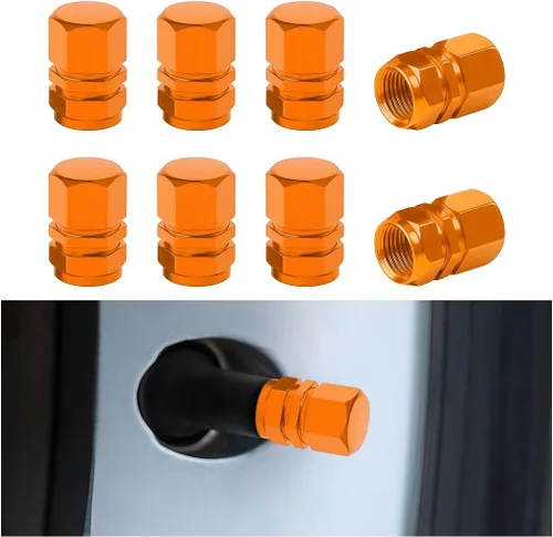 Miniatura 7 de Osilly Tapones de válvula de vástago de neumático de automóvil, 4 piezas de cubiertas de vástago de válvula de aleación de aluminio, resistentes a