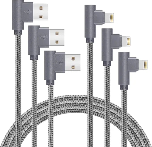 Miniatura 7 de APFEN Paquete de 3 cables de carga para iPhone de 6 pies y 90 grados, 2.4A, cable de carga súper rápida compatible con iPhone Xs