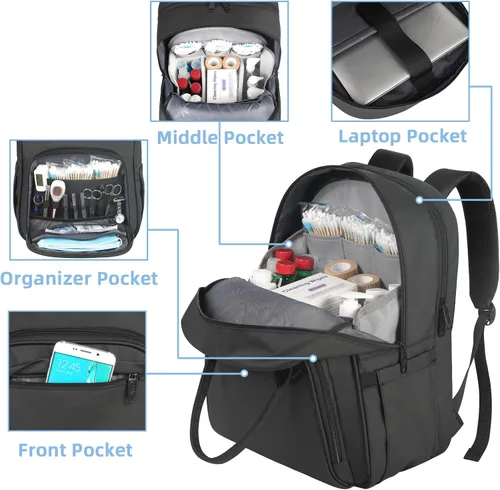Miniatura 6 de MATEIN Mochila para enfermera, mochila médica de enfermería acolchada impermeable para mujeres, se adapta a portátiles de 17 pulgadas, bolsa clínica