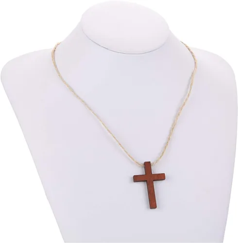 Miniatura 5 de Paquete de 70 cruces de madera pequeñas de cruz de madera de 1.7 x 1.1 pulgadas, colgantes de cruz de madera a granel, adorno pequeño, accesorio
