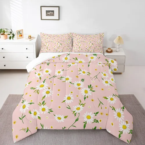 Miniatura 50 de Manfei Juego de Edredón Floral de Acuarela Tamaño Twin, Juego de Ropa de Cama de Flores Botánicas y Hojas 2 piezas, Edredón de Plumón de Flores