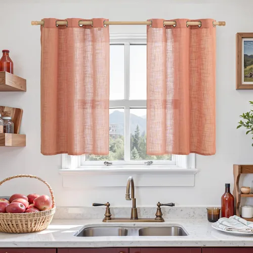 Miniatura 106 de LAMIT Cortinas de lino sintético para dormitorio, paneles filtrantes de luz, cortinas de lino con protección de privacidad con ojales para ventanas