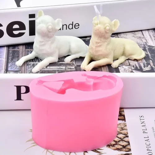 Miniatura 2 de Grainrain Molde de vela de silicona 3D perros jabón hacer molde hecho a mano cera resina epoxi molde (SXY095)