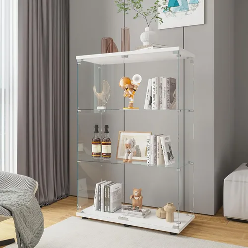 Miniatura 31 de Beauty4U - Vitrina de exhibición de una puerta con vidrio, gabinetes curio negros para sala de estar, dormitorio, oficina, exhibición de colección