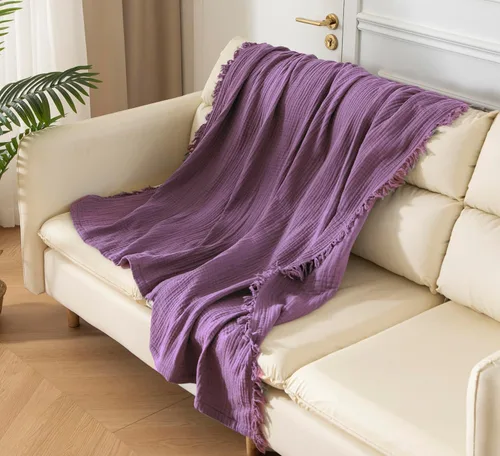 Miniatura 23 de Manta KyraHome de muselina 100 % orgánica para sofá, transpirable, súper suave, 100 % algodón, acogedora, ligera, cálida, suave, para todas