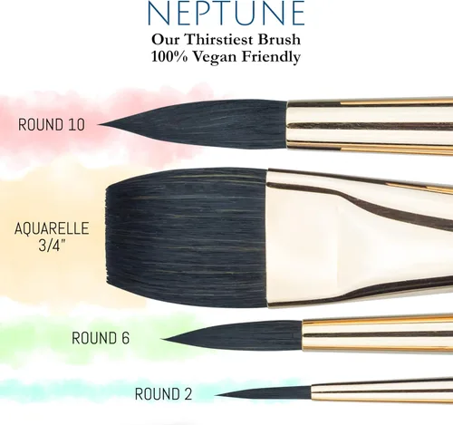 Miniatura 2 de Princeton Neptune 4750 Series - Juego de pinceles para acuarela, pelo sintético suave profesional de ardilla - Juego de pinceles para pintura