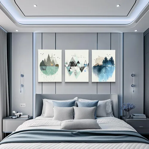 Miniatura 9 de Lienzo decorativo para pared de sala de estar, gran tamaño, geometría abstracta montaña durante el día, impresiones en lienzo para obras de arte