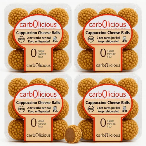 Miniatura 3 de Carbolicious - Bolas de queso capuchino bajas en carbohidratos con costra de nuez aptas para dieta cetogénica, aptas para diabéticos, aperitivo