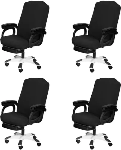 Miniatura 18 de SARAFLORA Paquete de 2 fundas para sillas de oficina, fundas elásticas para sillas de escritorio, fundas extraíbles para silla de oficina con Negro