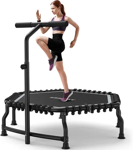 Miniatura 11 de ANCHEER Trampolín de rebote de 50 pulgadas para adultos, mini trampolín plegable 2026 con barra, trampolín de ejercicio para adultos, carga máxima