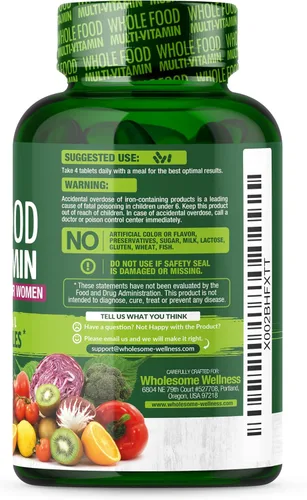 Miniatura 7 de Whole Food Multivitamínico para mujeres – Multi Vitaminas, Minerales, Extractos Orgánicos – Vegano Vegetariano – Mejor para la Energía Diaria