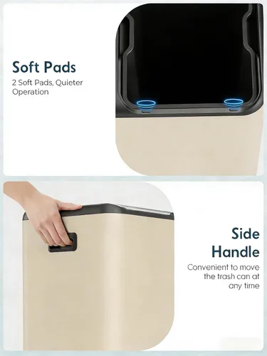 Miniatura 7 de Arlopu Cubo de basura doble de 16 galones con 2 cajas integradas para control de olores, cubo de basura de cocina manos libres, cubo de basura