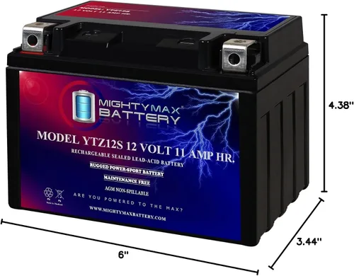 Miniatura 9 de Mighty Max Battery YTZ12S - Batería para Honda 750 VT750C, Shadow Spirit Aero 07-09 (12 V, 11 AH)