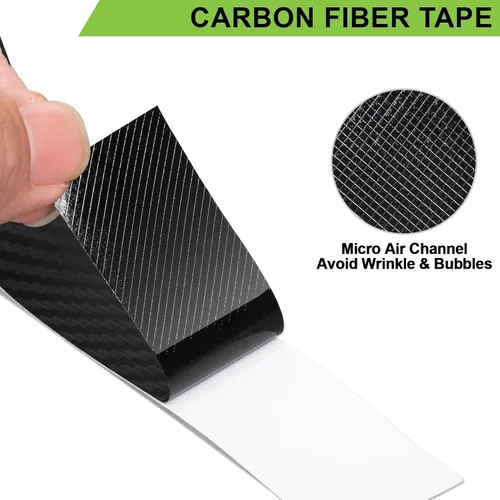 Miniatura 3 de Spurtar Envoltura de fibra de carbono, 1 pulgada x 20 pies de liberación de aire, envoltura de vinilo negro para automóviles, eliminación de cromo