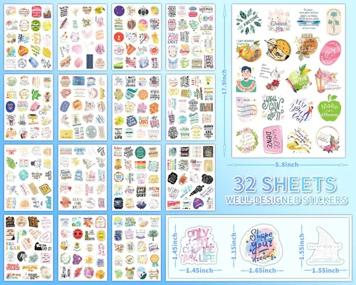 Miniatura 2 de 640 calcomanías inspiradoras con citas para adolescentes, calcomanías motivacionales para adultos y mujeres, calcomanías de libro de recortes