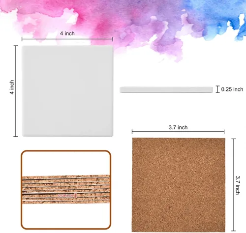 Miniatura 3 de 24 piezas de azulejos de cerámica para manualidades, posavasos de cerámica para manualidades, azulejos de cerámica blanco sin esmaltar para pintar