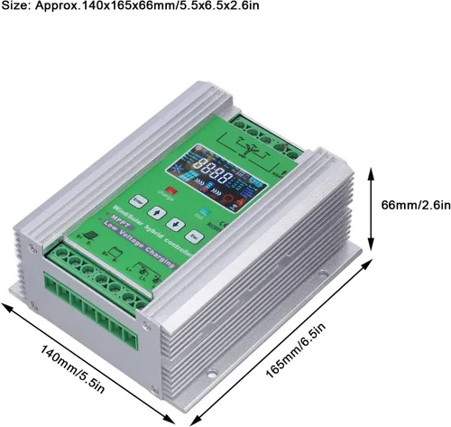 Miniatura 6 de Controlador solar de viento MPPT de 2000 W para viento de 0 a 1000 W con sistema de panel solar de 0-1000 W, controlador MPPT Boost con función