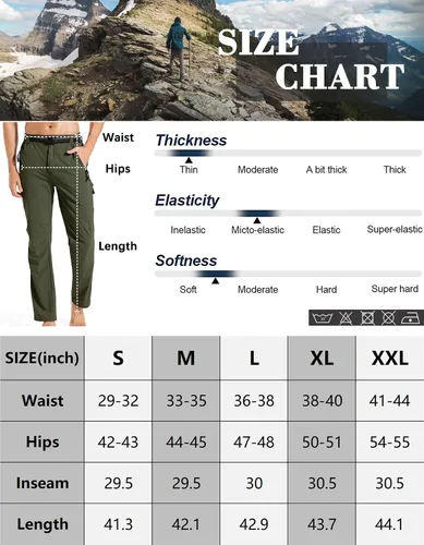 Miniatura 6 de WENRONSTA Pantalones cargo de senderismo para hombre, secado rápido, ligeros, impermeables, 6 bolsillos, para exteriores, pesca, montaña