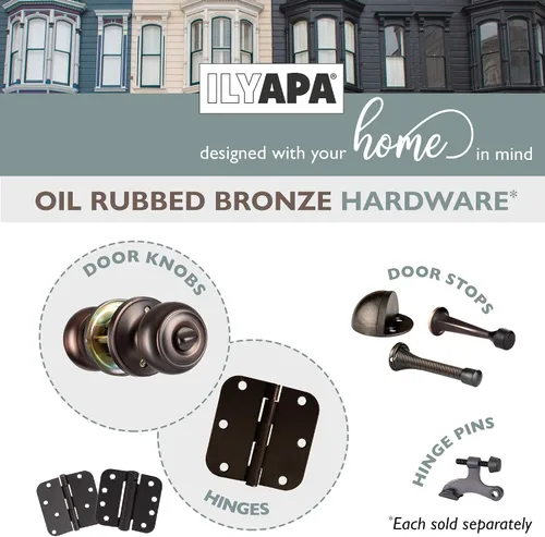 Miniatura 7 de Ilyapa - Pomo de puerta para interiores del hogar, manija redonda para puerta sin llave, color bronce aceitado Oil Rubbed Bronze