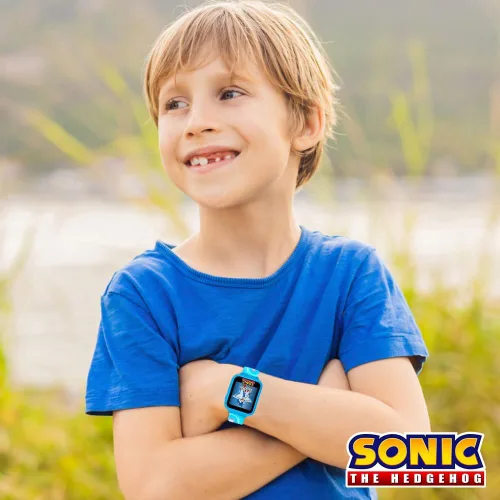 Miniatura 10 de Accutime Niños SEGA Sonic El Erizo Azul Reloj Inteligente Educativo de Pantalla Táctil para Niños, Niñas, Pequeños, 40 mm, Moderno Sonic Star
