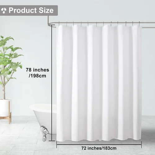 Miniatura 3 de OVZME Cortina de ducha Berry White, cortina de ducha de tela con textura en relieve para baño - Tela suave y lujo de spa hotelero, repelente al