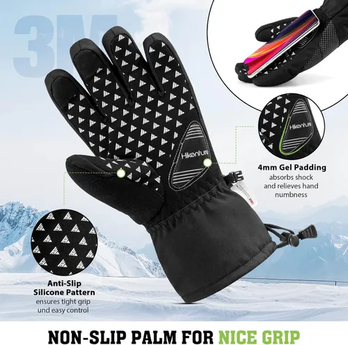 Miniatura 2 de Hikenture Guantes de esquí con Thinsulate 3M, guantes de nieve extra cálidos para hombres y mujeres, guantes de snowboard impermeables aislados
