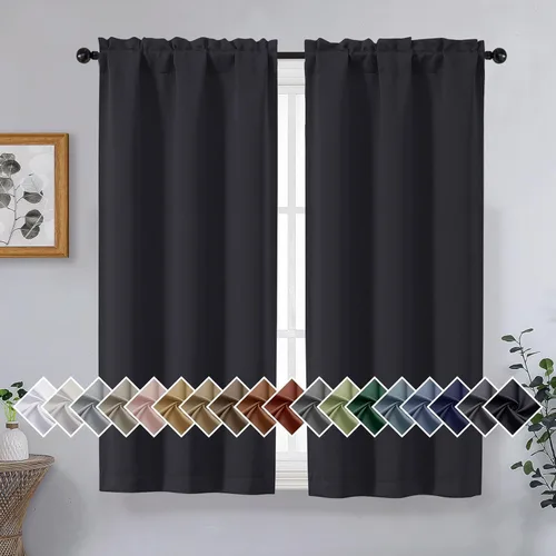 Miniatura 158 de OVZME Cortinas opacas turquesa para tratamiento de ventanas pequeñas, cortinas cortas con bloqueo de luz para ventana de cocina sobre el fregadero