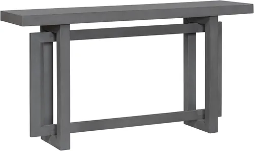 Miniatura 7 de Console Table for Entryway, 59" Wood Sofa Table with Solid Wood Legs, Modern Entryway Table with Geometric Design for Living Room, Hallway