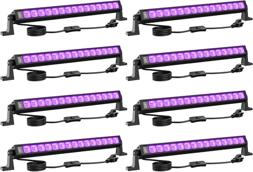 Miniatura 11 de Barra de luz LED negra de 38 W, barras de luz negra con enchufe e interruptor, área de 22 x 22 pies para fiesta brillante, fiestas de Halloween