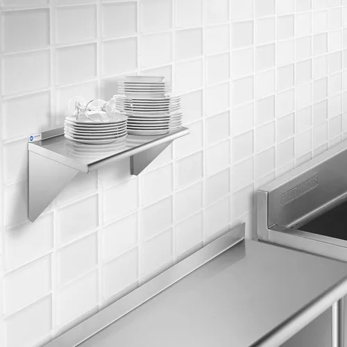 Miniatura 2 de GRIDMANN Estante de montaje en pared de acero inoxidable de 12 x 24 pulgadas con protector contra salpicaduras, grado comercial, estantería