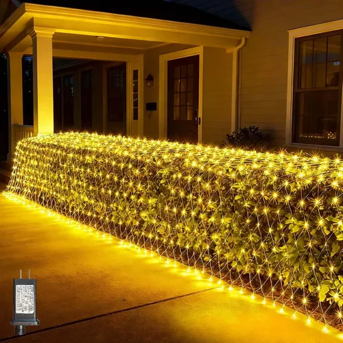 Miniatura 22 de LitHome Luces de red de Navidad de 14.8 x 5 pies, 300 luces LED de red blanca cálida, 8 modos de conexión, malla gigante impermeable de Navidad