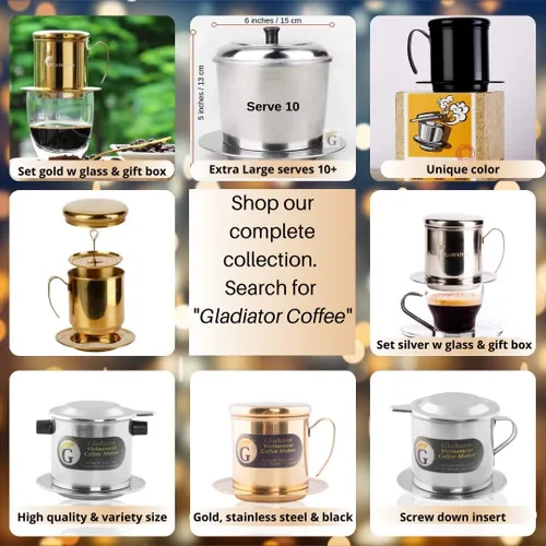 Miniatura 5 de Juego de filtros para cafetera vietnamita, gotero de café estilo prensa francesa, prensa portátil reutilizable de 1 taza de una sola porción, 8
