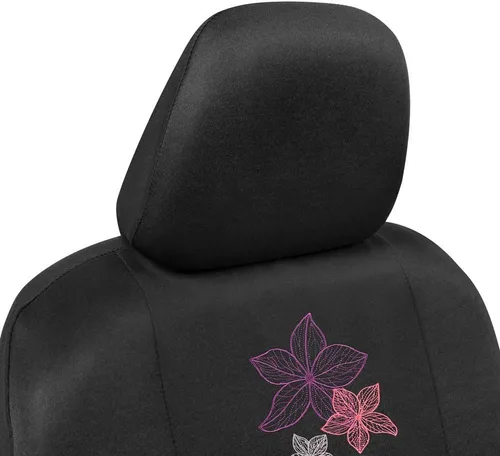 Miniatura 3 de BDK Juego completo de fundas de asiento de automóvil con diseño de flores hawaianas con funda para volante y almohadillas para cinturón