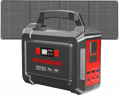 MARBERO Generador solar de 296 Wh con paneles solares, estación de energía portátil de 60 W con generador solar de onda sinusoidal pura de 300 W con