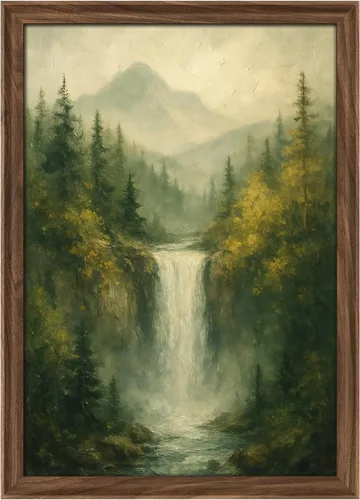 Miniatura 27 de MUDECOR Lienzo enmarcado prémium para pared, pinos nevados en bosque de invierno, ilustraciones modernas, arte contemporáneo, escénico, divertido